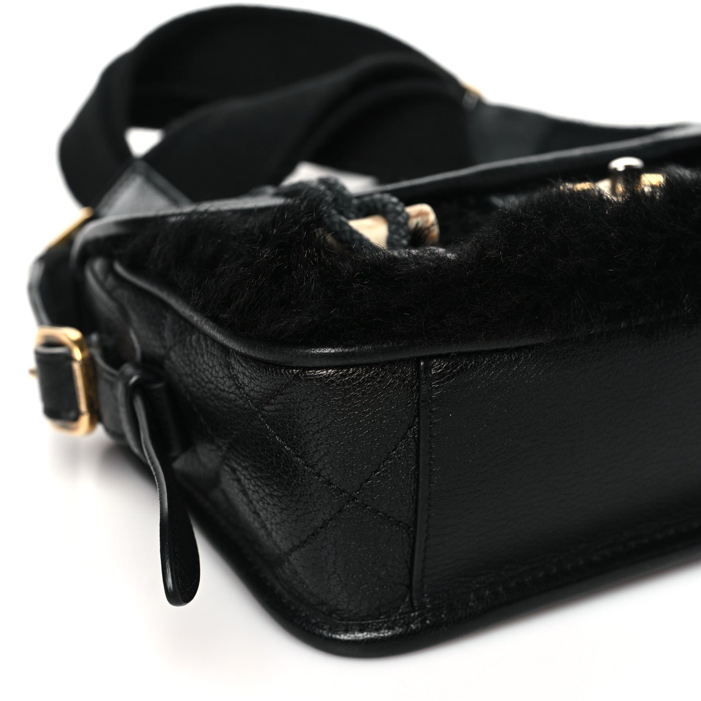 Goatskin Fur Paris Dallas Messenger Bag  Black