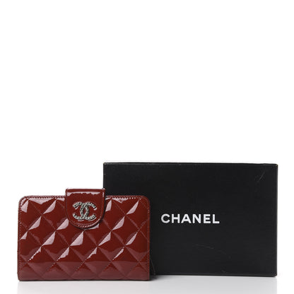 Chanel Patent Quilted Brilliant Zipped Pocket Wallet Dark Red 10 of 10