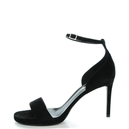 Saint Laurent Kid Scamosciato Jane 80 Ankle Strap Sandals 40.5 Black 1 of 7