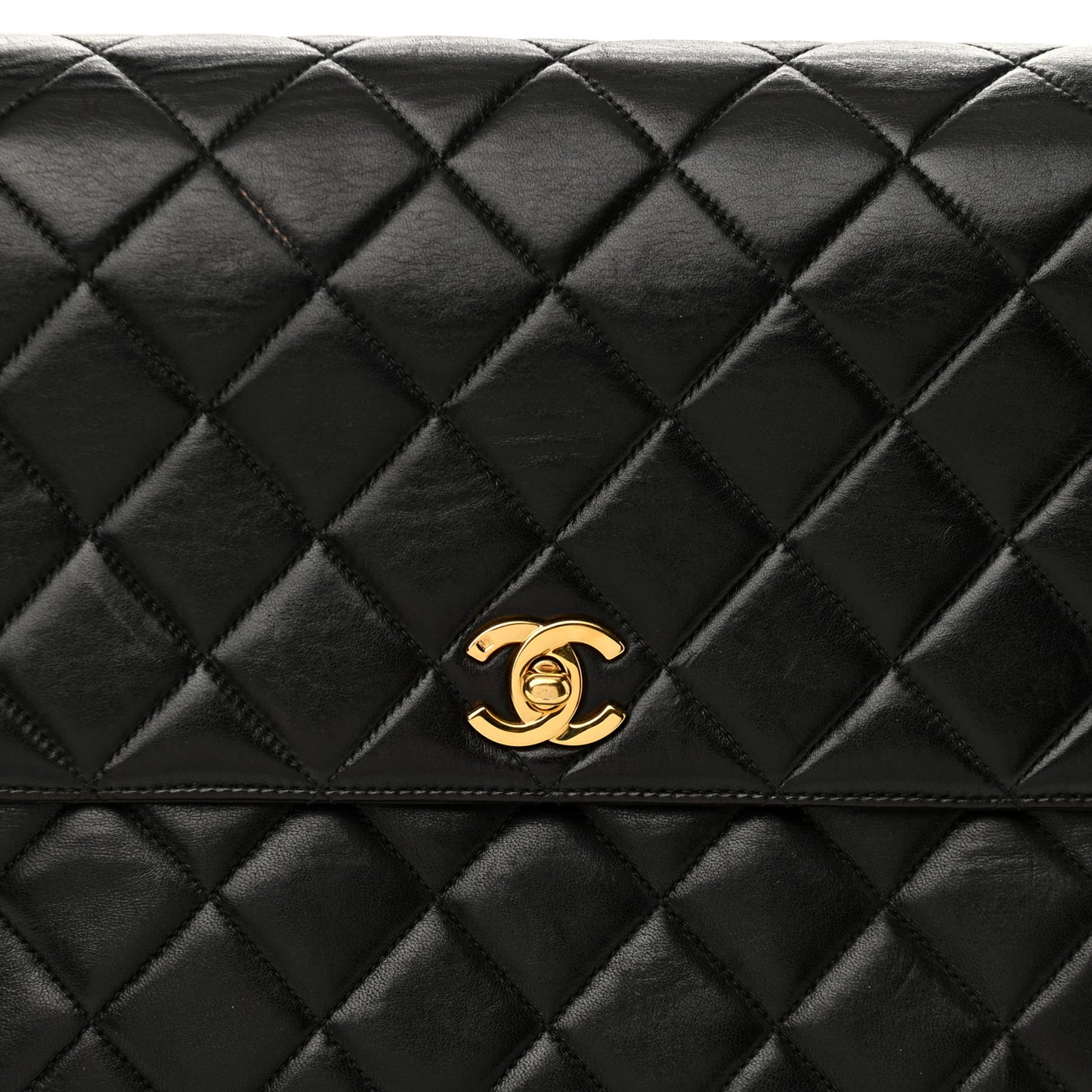 Lambskin Quilted CC Flap Shoulder Bag Black