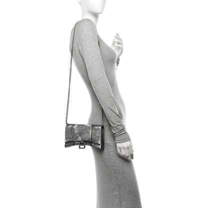 Balenciaga Nappa Denim Printed Hourglass Chain Bag Denim Black 2 of 10