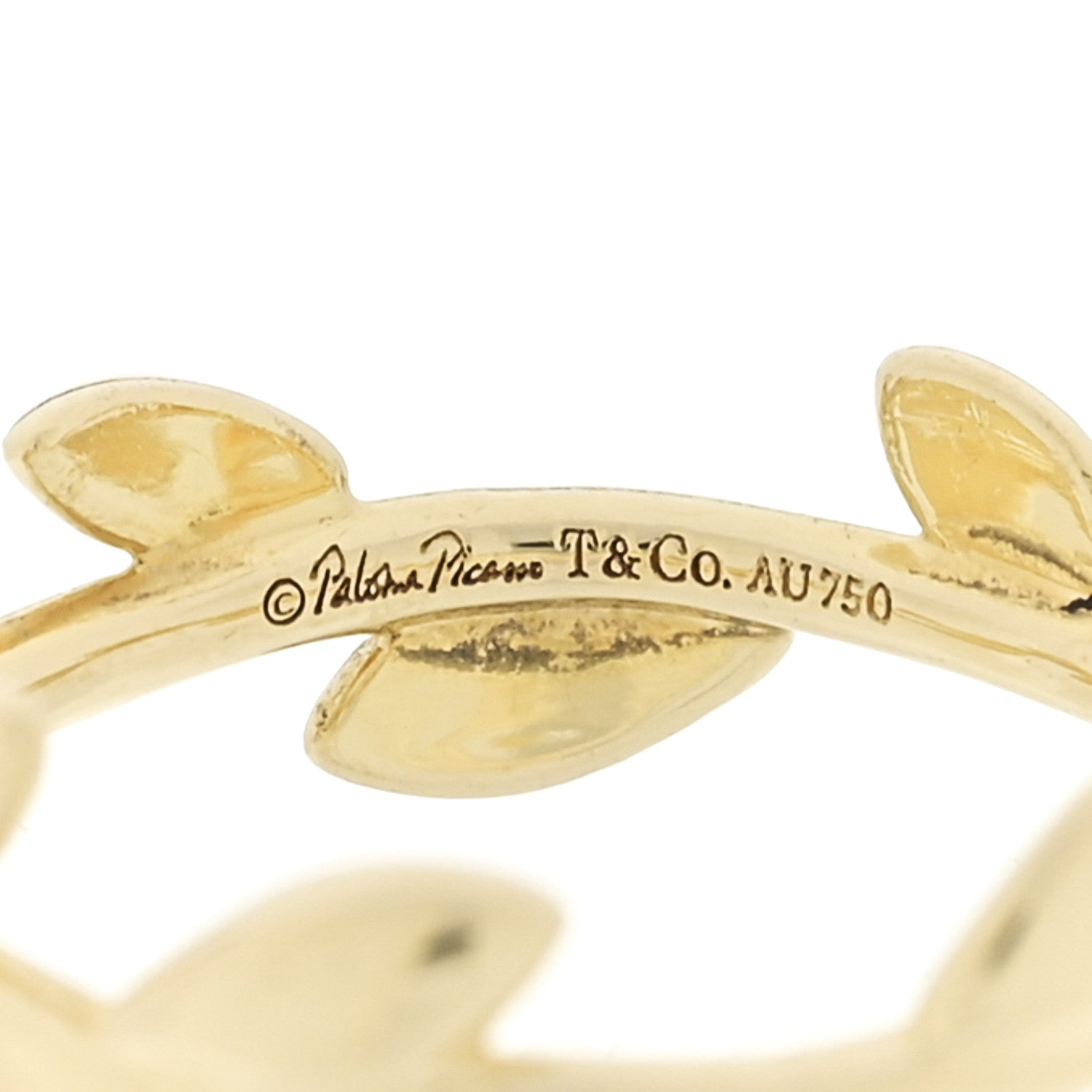 Tiffany 18K Yellow Gold Narrow Paloma Picasso Olive Leaf Band Ring