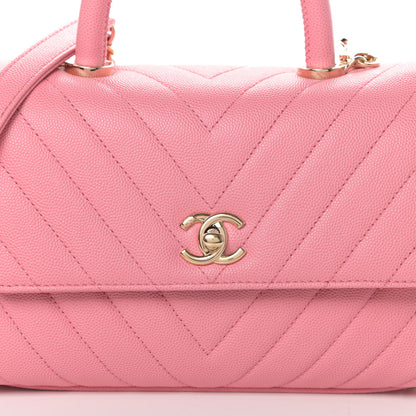 Chanel Caviar Chevron Quilted Mini Coco Handle Flap Pink 9 of 11