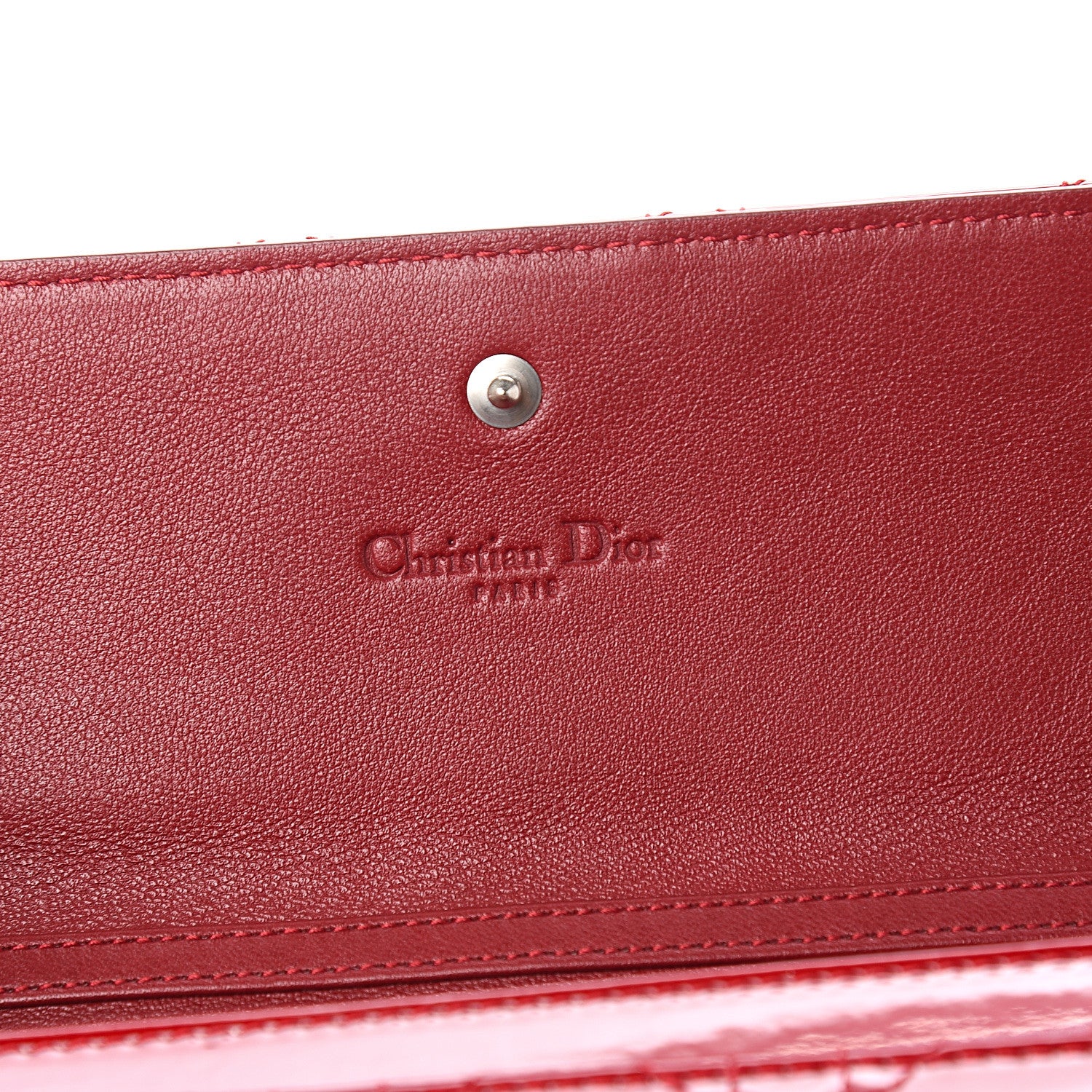 Christian Dior Patent Cannage Rendezvous Chain Wallet Red 5 of 9