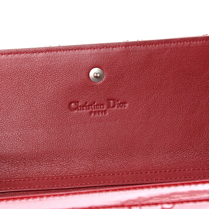 Christian Dior Patent Cannage Rendezvous Chain Wallet Red 5 of 9