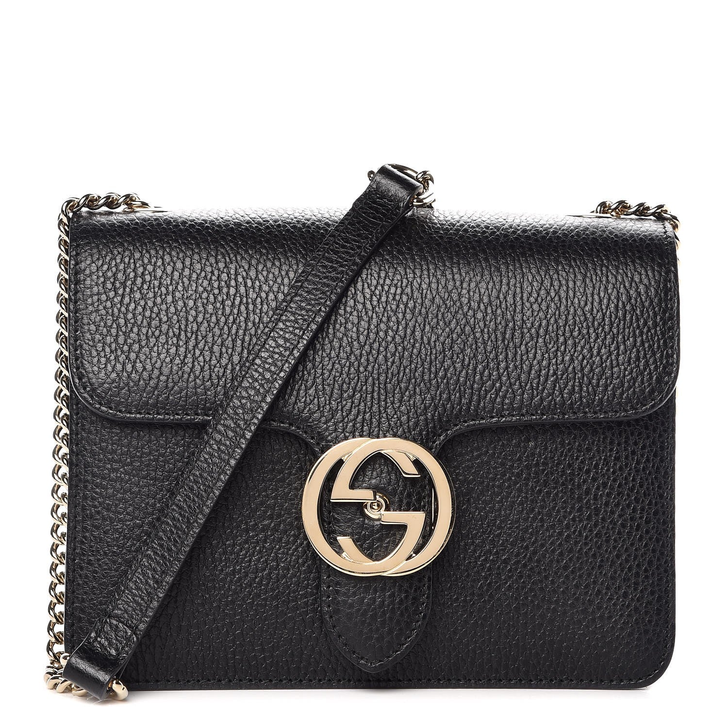 Gucci Dollar Calfskin Small Interlocking G Shoulder Bag Black 1 of 7