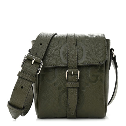 Gucci Piuma Calfskin Jumbo GG Embossed Small Messenger Bag Dark Green 1 of 12