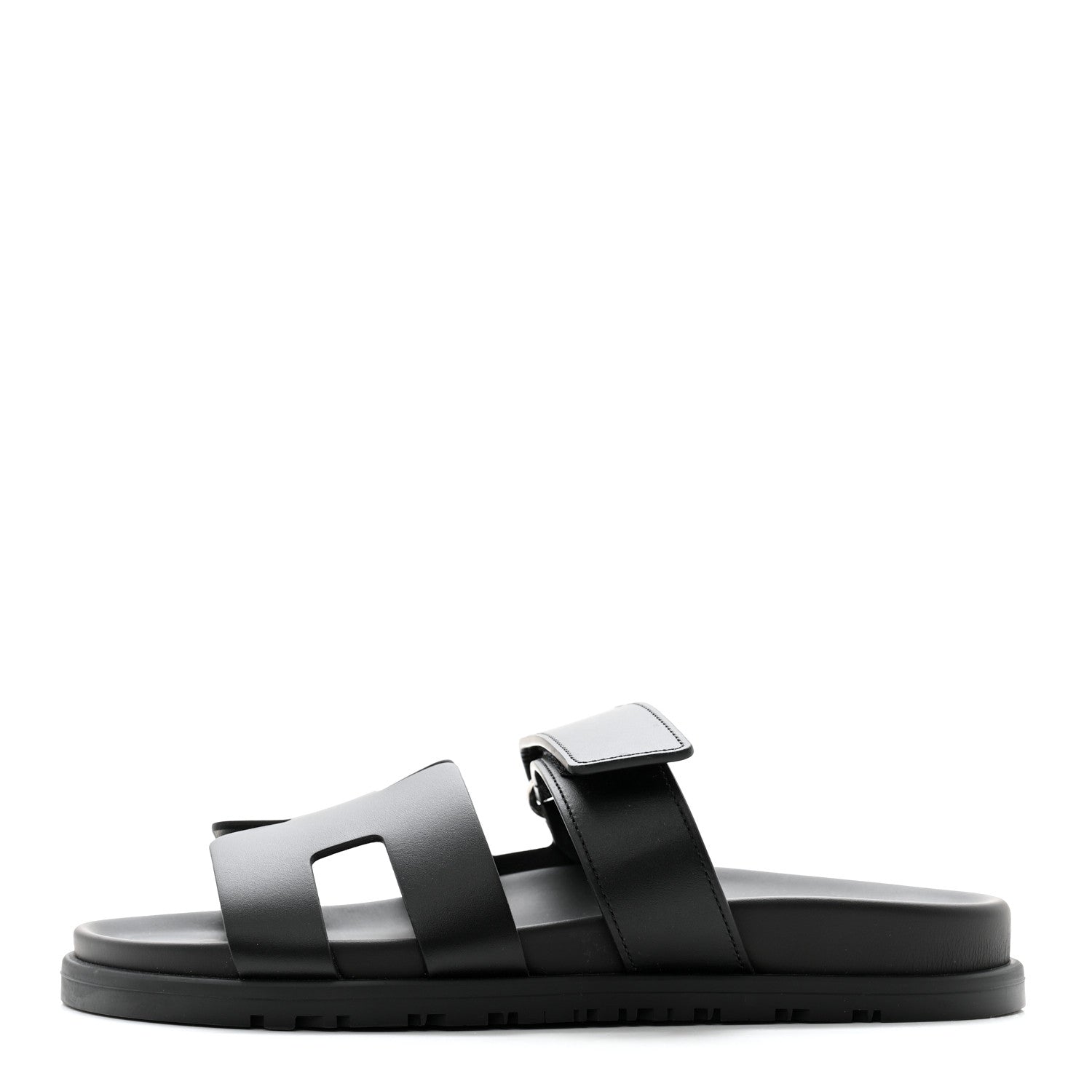 Hermes Calfskin Womens Chypre Sandals 37 Black 1 of 9
