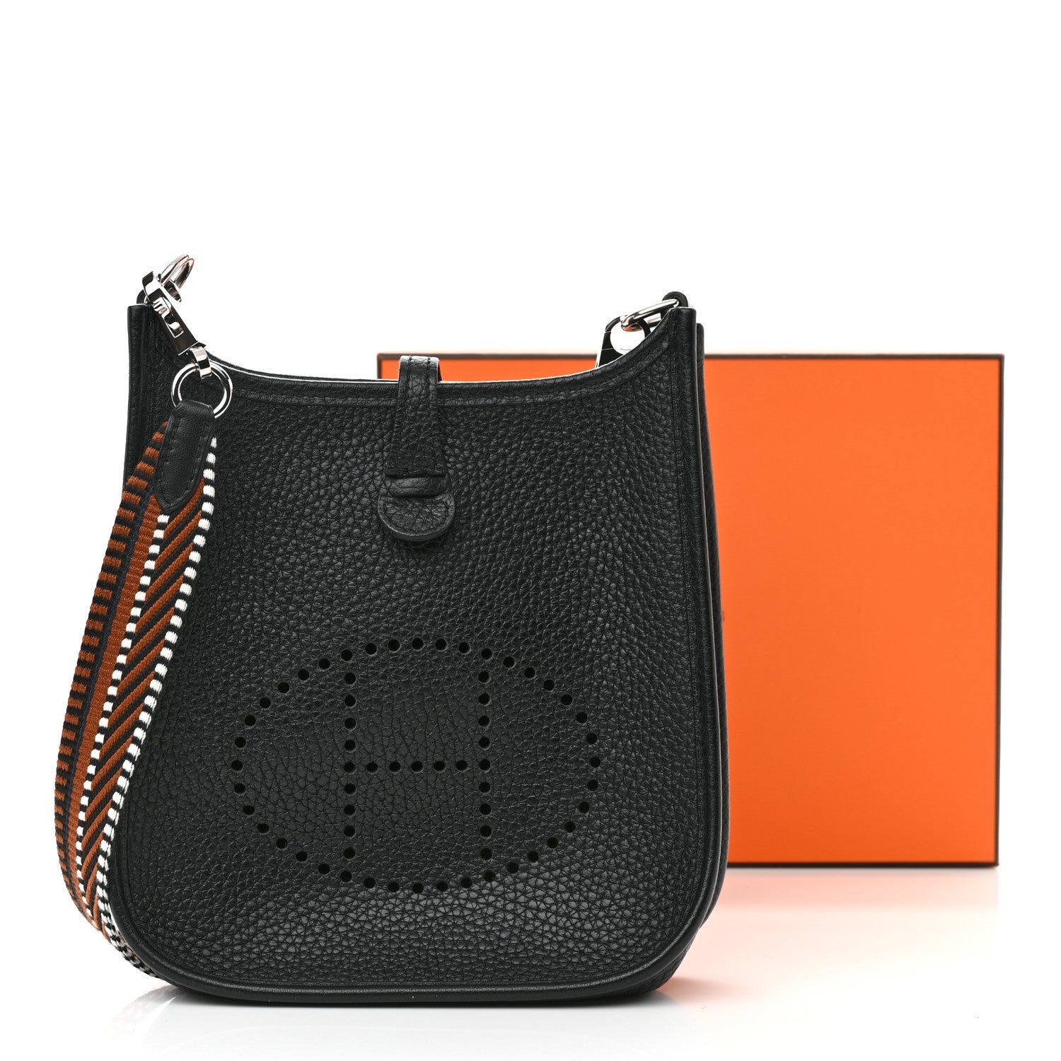 Hermes Taurillon Clemence Amazone Sangle Cavale Evelyne TPM Black Noisette 13 of 13
