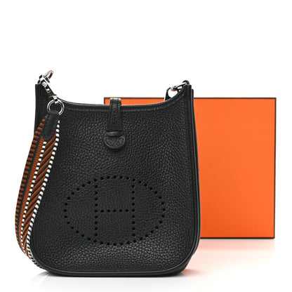 Hermes Taurillon Clemence Amazone Sangle Cavale Evelyne TPM Black Noisette 13 of 13