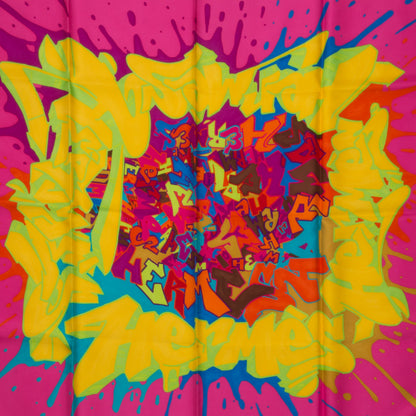 Hermes Silk Graff Graffiti Scarf 90 Rose Fluo Soleil Vert Fluo 2 of 6