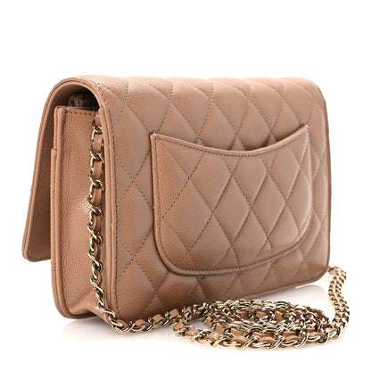 Chanel Caviar Quilted Wallet on Chain WOC Dark Beige 3 of 11
