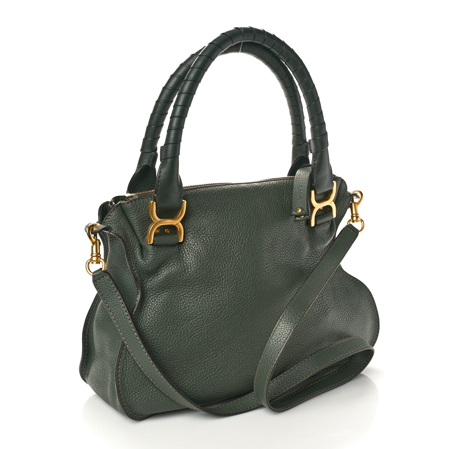 Calfskin Medium Marcie Satchel Midnight Green