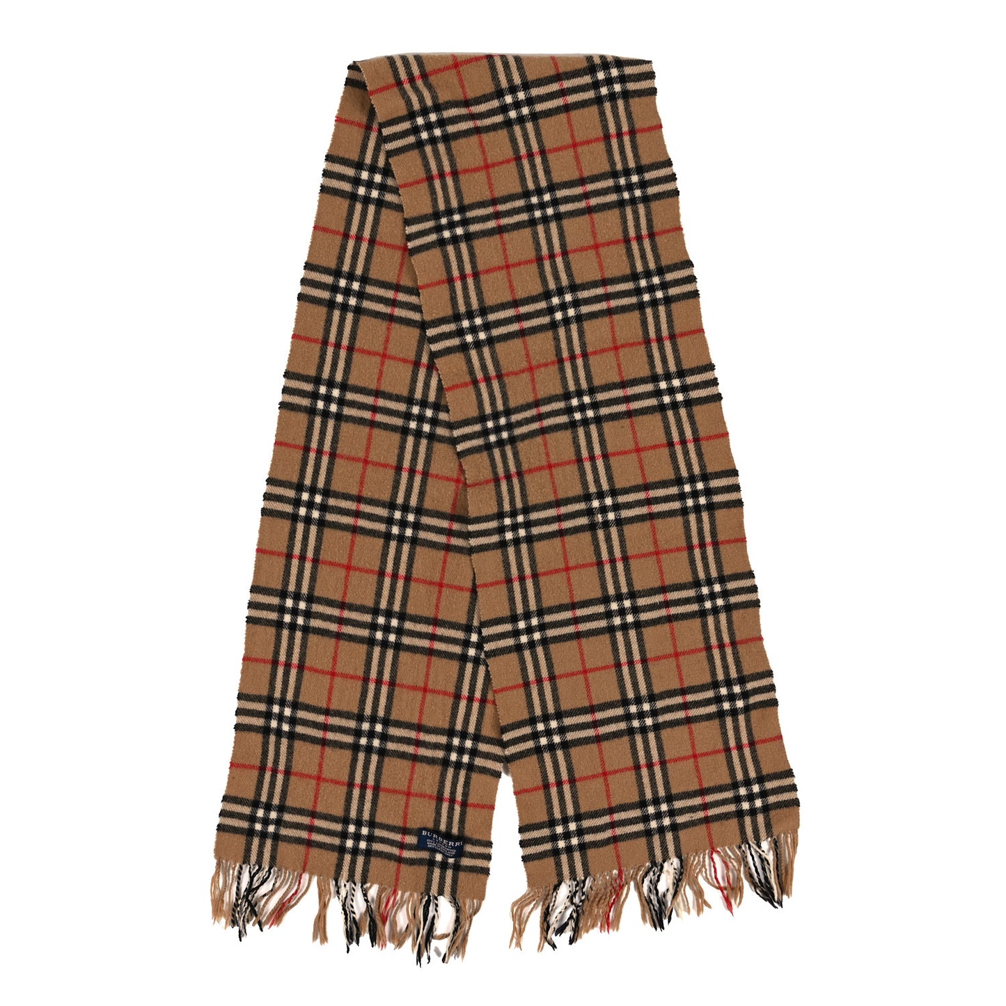 Lambswool Check Fringe Scarf Camel