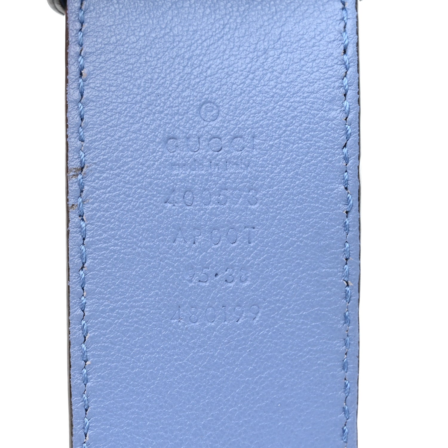 Gucci Moon Calfskin Double G 40mm Belt 95 38 Clear Sky Blue 3 of 5