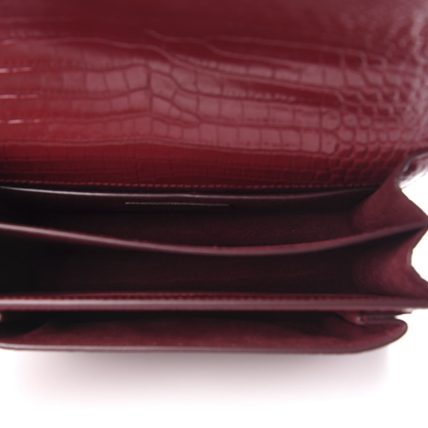 Calfskin Crocodile Embossed Medium Monogram Sunset Palissandre