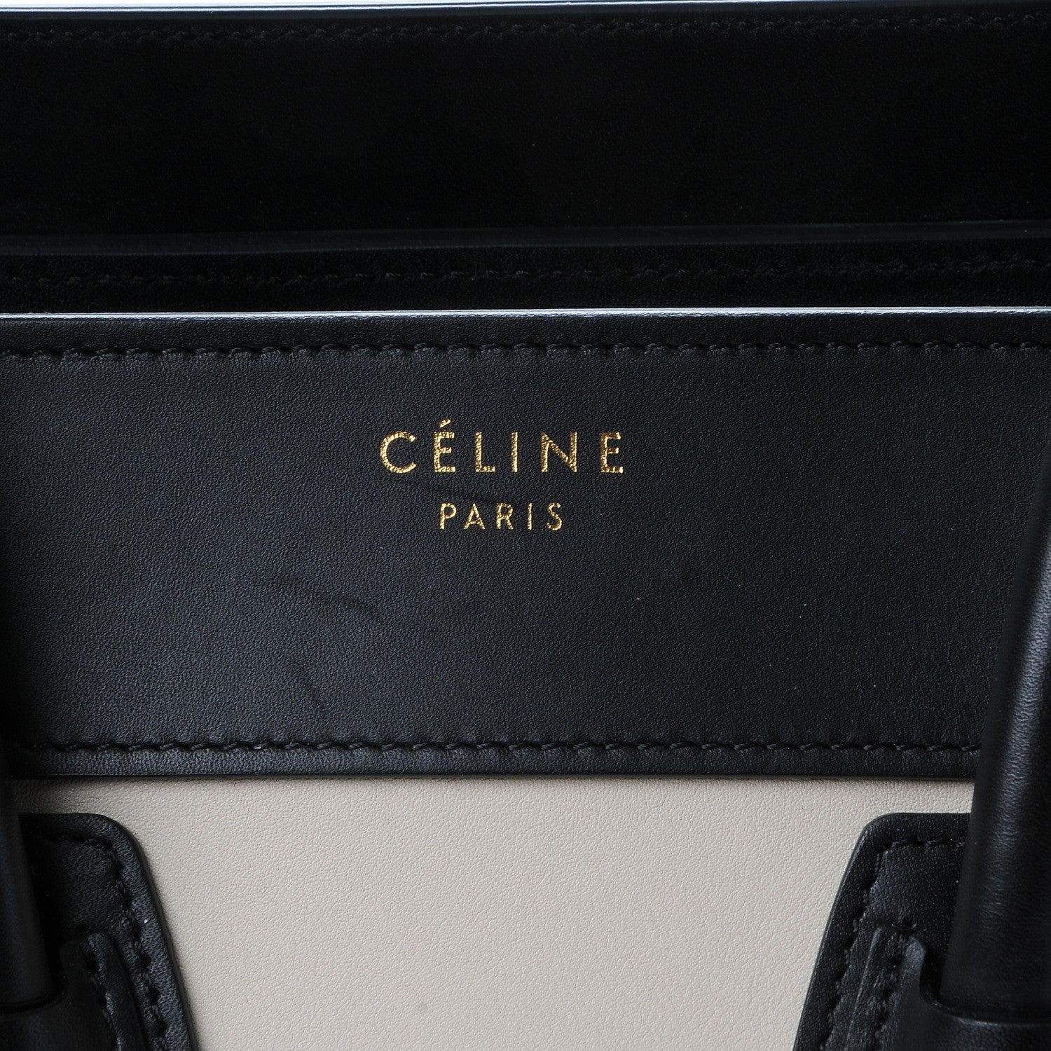 Celine Sleek Calfskin Micro Bi-Color Luggage Black Beige 5 of 12