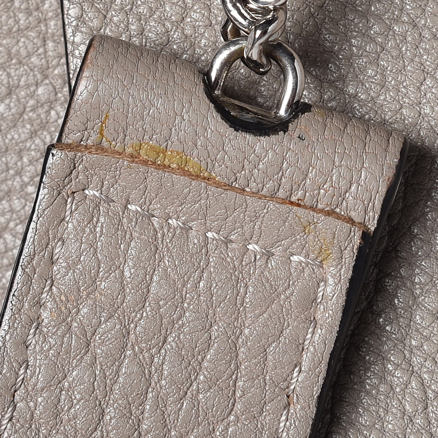 Grained Lambskin Large Drew Shoulder Bag Motty Grey