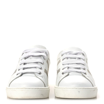 Hermes Metallic Calfskin Womens Advantage Sneakers 39.5 White Dore 3 of 13