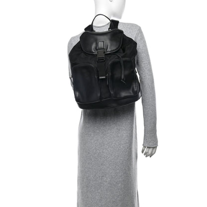 Prada Tessuto Nylon Soft Calfskin Pocket Backpack Black 2 of 11