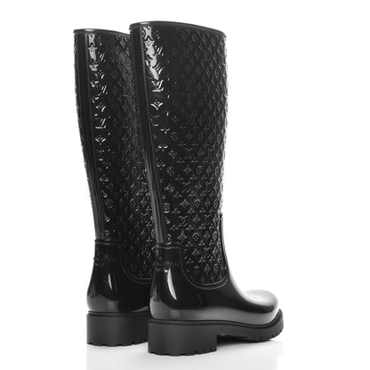 Louis Vuitton Rubber Embossed Monogram Splash Rain Boots 41 Black 4 of 9