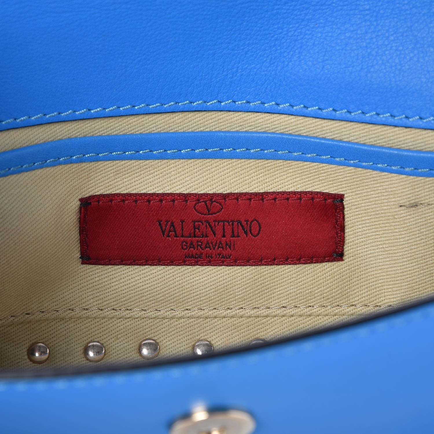 Valentino Garavani Nappa Rockstud Bangle Clutch Blue Fluo 5 of 7