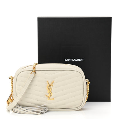 Saint Laurent Grain De Poudre Matelasse Monogram Mini Lou Camera Bag Crema Soft 12 of 12