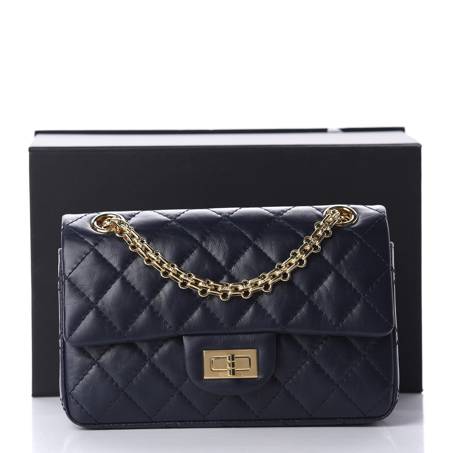 Aged Calfskin Quilted 2.55 Reissue Mini Flap Navy
