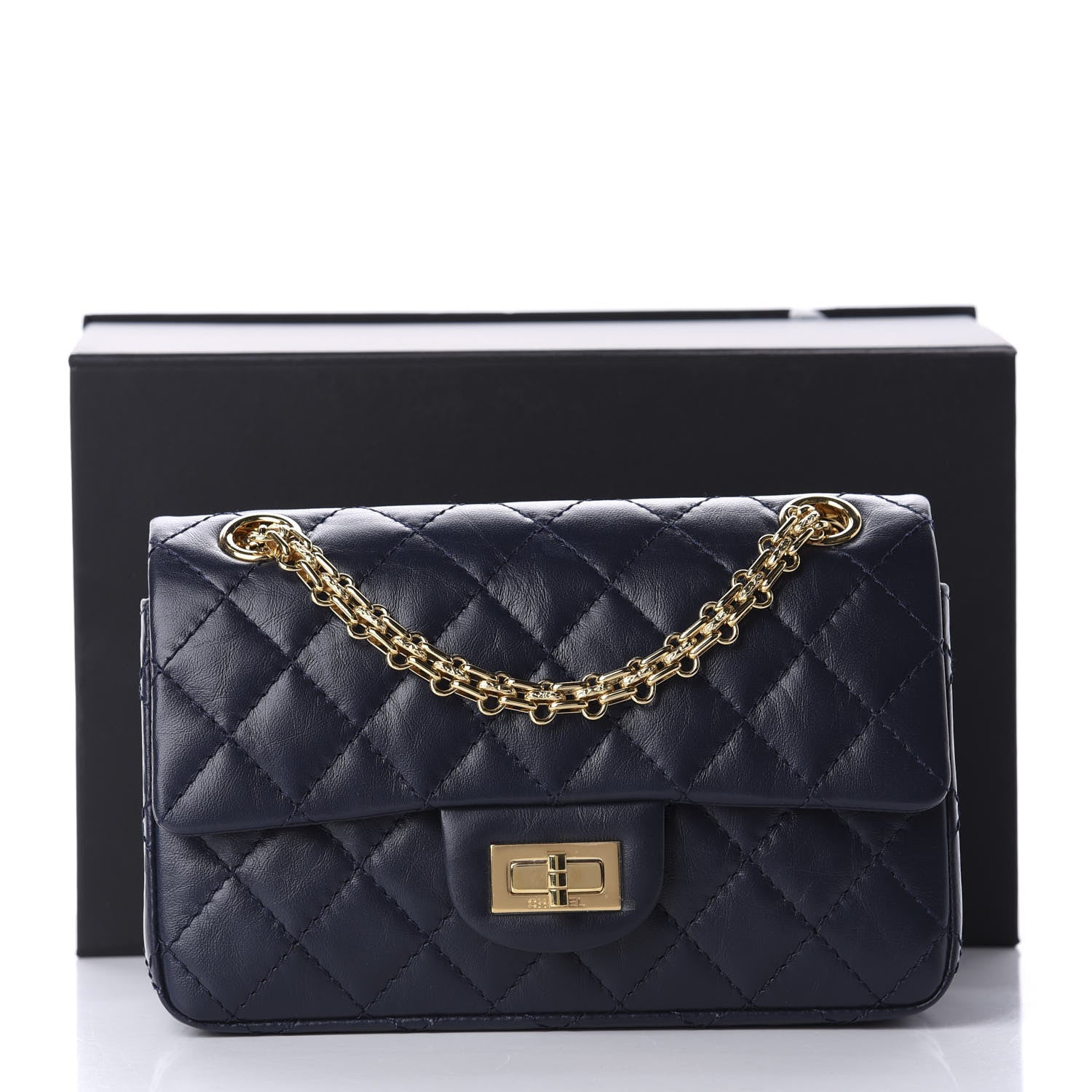 Chanel Aged Calfskin Quilted 2.55 Reissue Mini Flap Navy 11 of 11