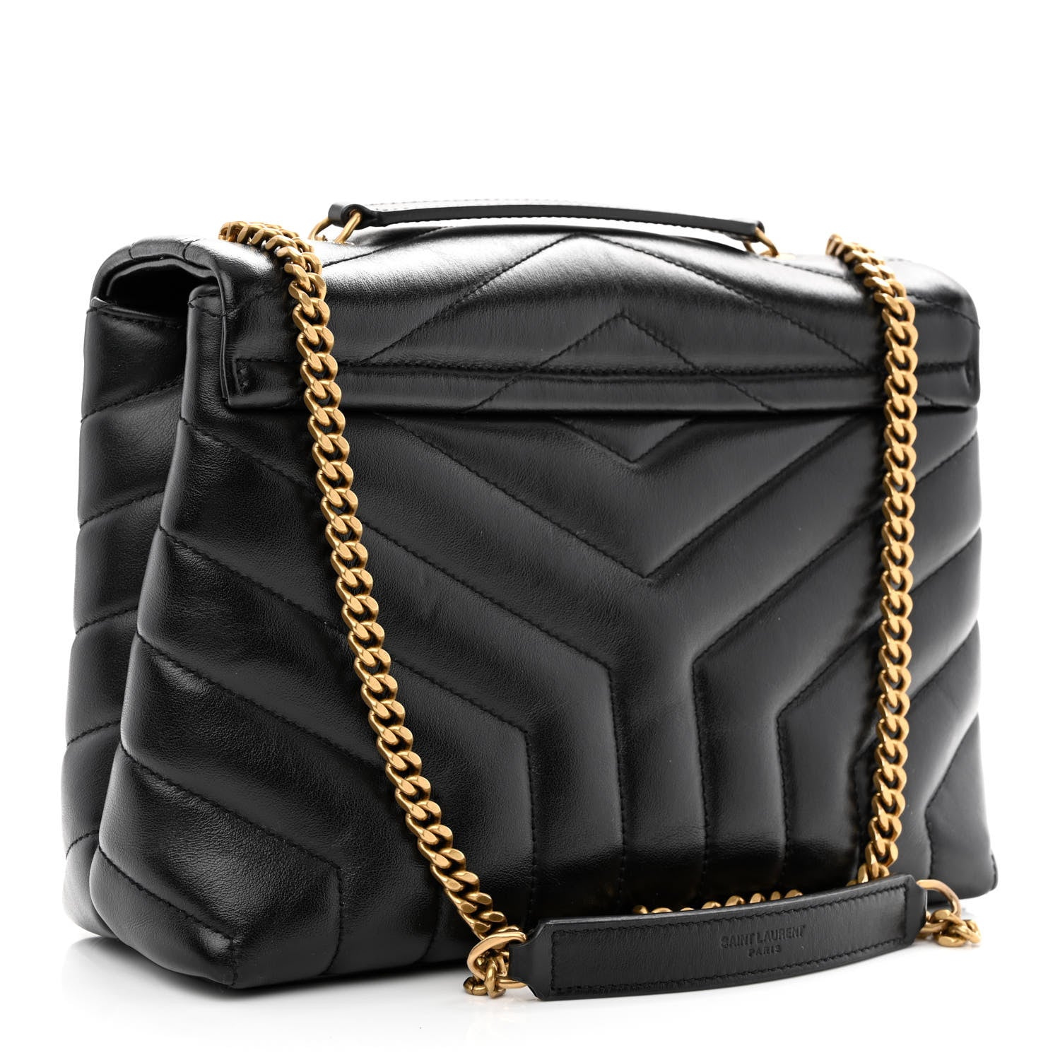 Saint Laurent Calfskin Y Quilted Monogram Small Loulou Chain Satchel Black 3 of 10