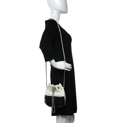 Chanel Aged Calfskin Quilted Small Gabrielle Bucket White Black 2 of 10