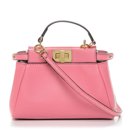 Fendi Shiny Nappa Micro Peekaboo Iconic Satchel Rosa Fluo 1 of 6