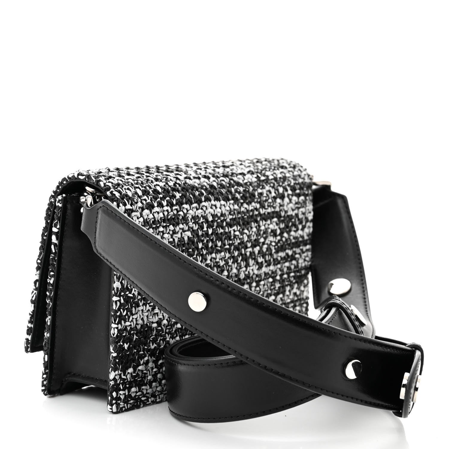 Alexander McQueen Raffia Skull Shoulder Bag Black White 3 of 9