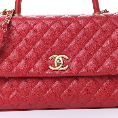 Chanel Caviar Quilted Small Coco Handle Flap Red 8 of 11