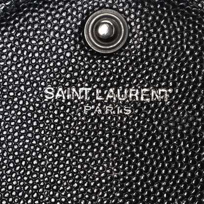 Saint Laurent Grain De Poudre Matelasse Chevron Monogram Monochrome Chain Wallet Black 6 of 10
