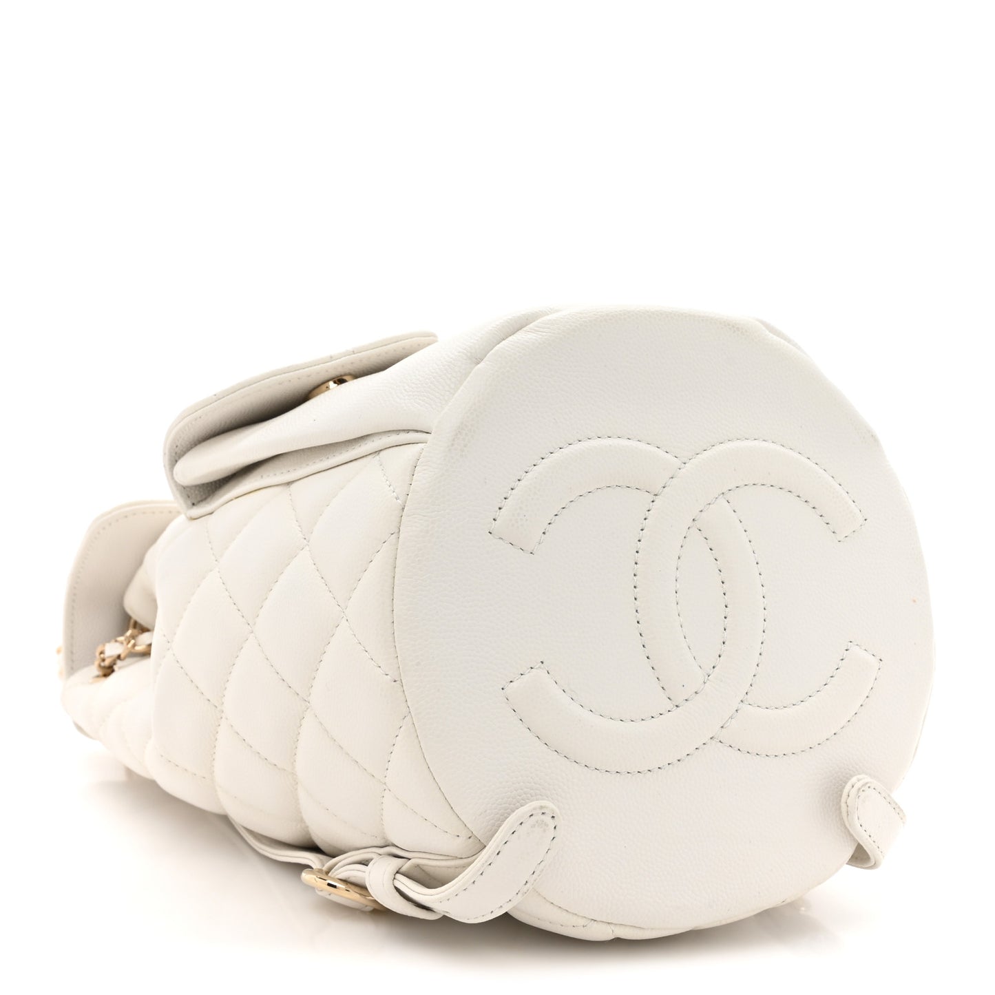 Caviar Quilted Pockets Backpack White