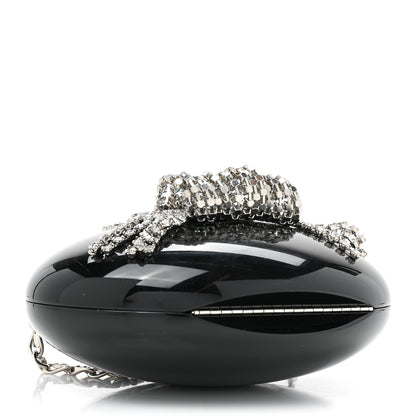 Chanel Resin Crystal Chain Fringe CC Oval Minaudière Black 4 of 11