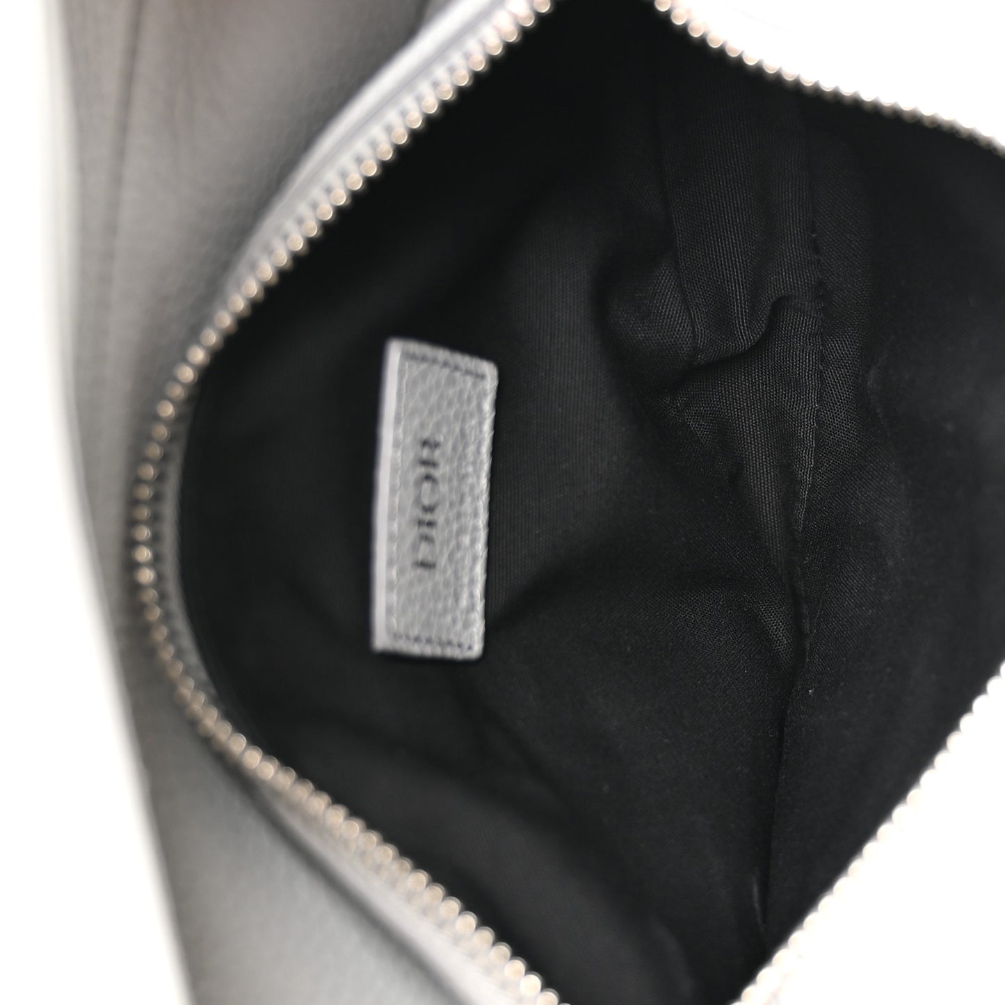Grained Calfskin Mens Mini Saddle Bag Gray