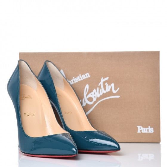 Christian Louboutin Patent Pigalle Follies 100 Pumps 39.5 Lagune 8 of 8