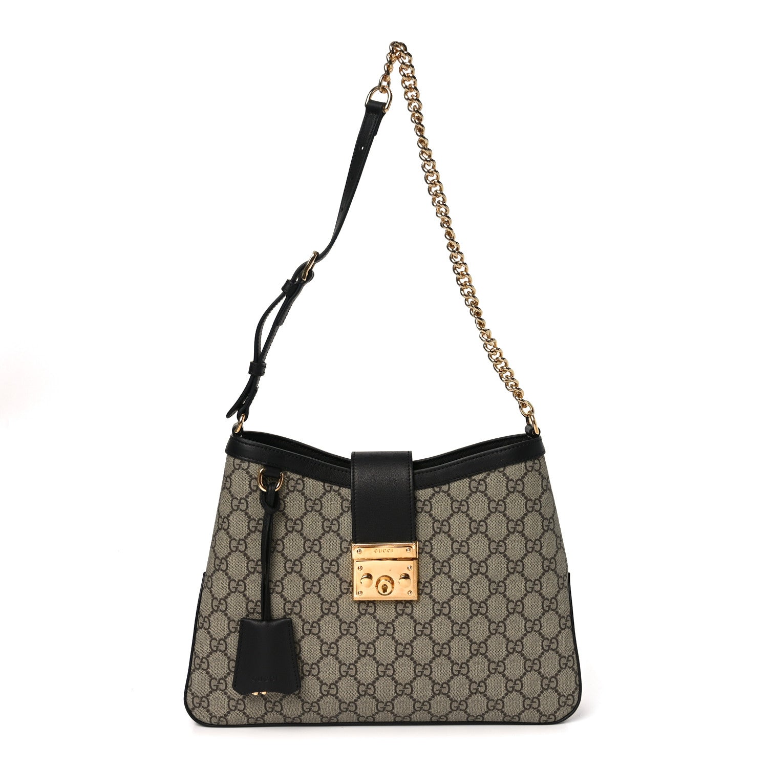 Gucci GG Supreme Monogram Medium Padlock Shoulder Bag Black 1 of 10