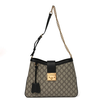 Gucci GG Supreme Monogram Medium Padlock Shoulder Bag Black 1 of 10