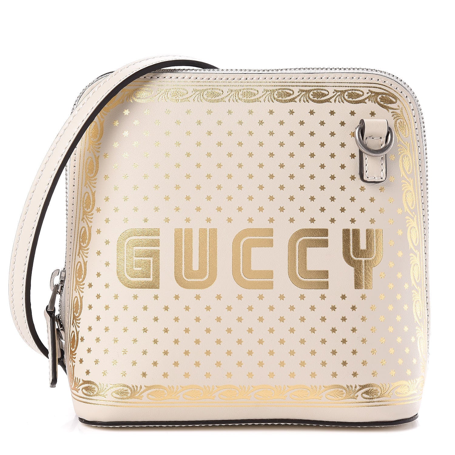 Gucci X SEGA Calfskin GUCCY Stars Mini Dome Shoulder Bag Mystic White Gold 1 of 9