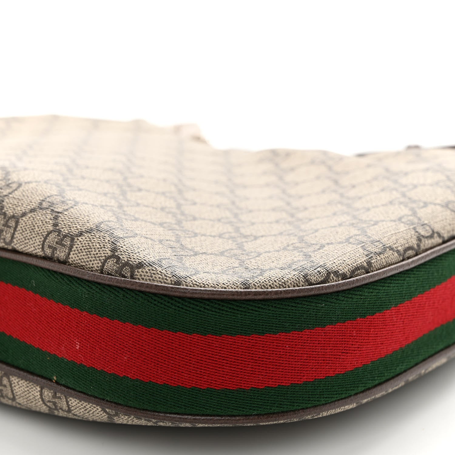 Gucci GG Supreme Monogram Textured Calfskin Web Large Attache Shoulder Bag Beige Ebony New Acero 9 of 9