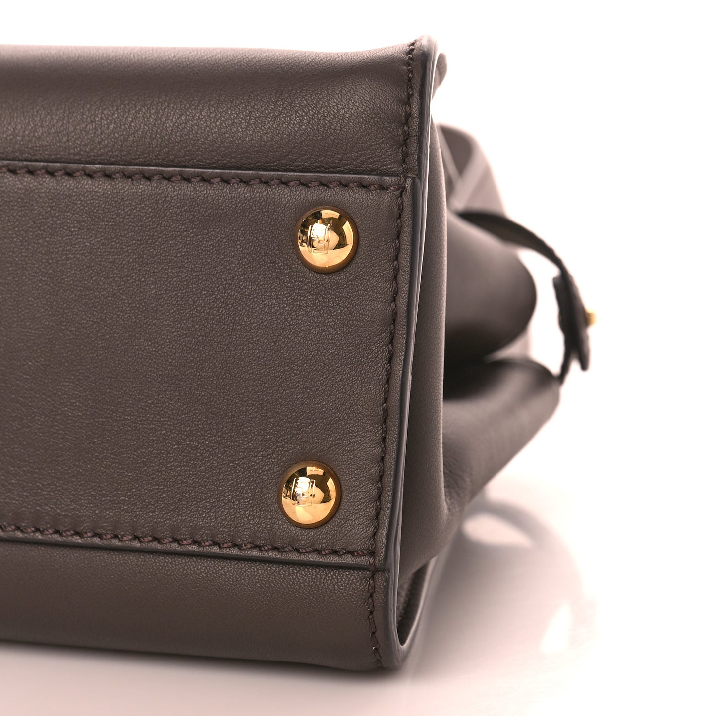 Vitello Seta Suede FF Mini Peekaboo Iconic Satchel Chocolate Sigaro Marrone