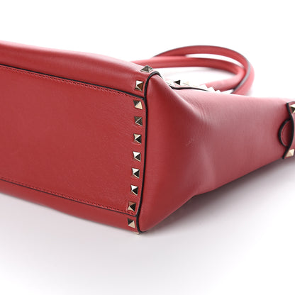 Valentino Garavani Vitello Rockstud Double Handle Tote Rosso Valentino 5 of 5
