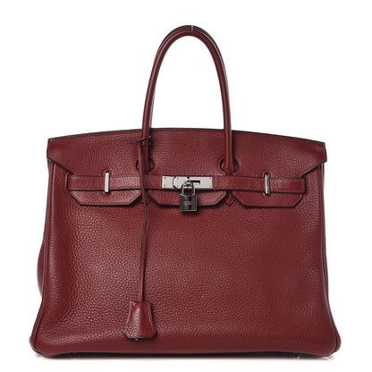 Hermes Taurillon Clemence Birkin 35 Rouge H 1 of 41