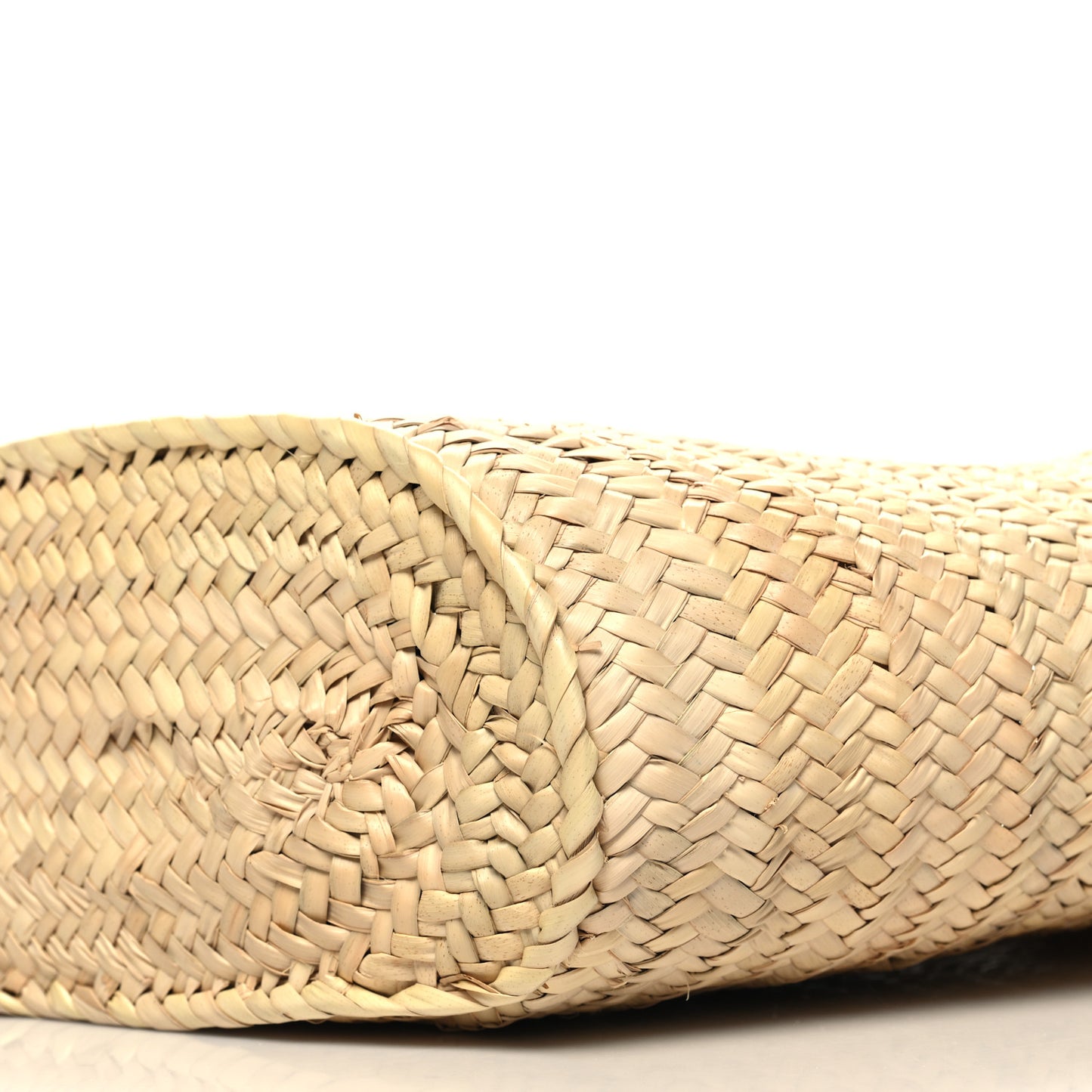 Raffia Calfskin Triomphe Medium Panier Tan