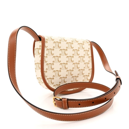 Celine Triomphe Canvas Calfskin Mini Besace Bag White 3 of 9