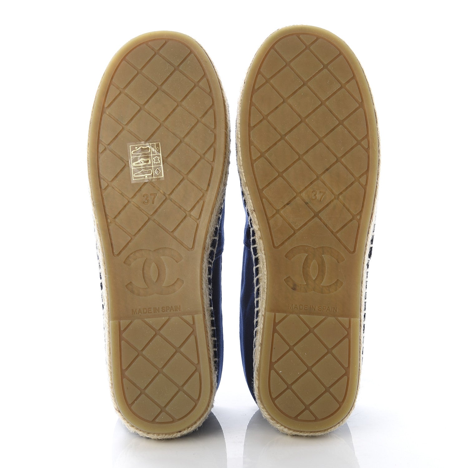 Chanel Velvet Logo Espadrilles 37 Navy Black 5 of 9