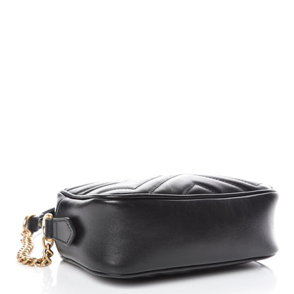 Gucci Calfskin Matelasse Mini GG Marmont Chain Shoulder Bag Black 4 of 9